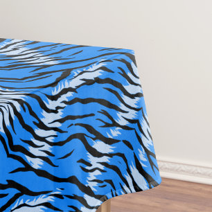 Blue Tiger Animal Skin Pattern Design Tablecloth