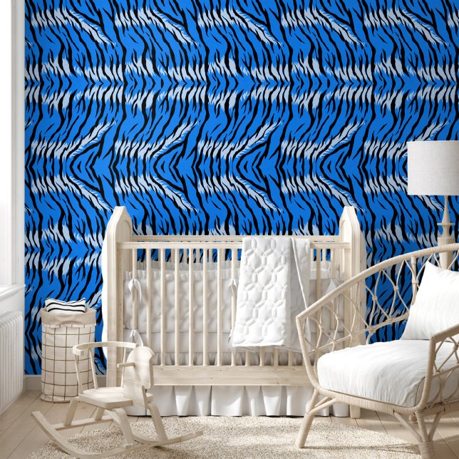 Blue Tiger Animal Skin Pattern Design  Wallpaper (Creator Uploaded)