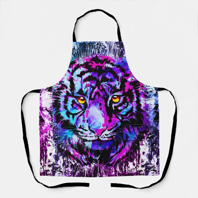 Blue Tiger Apron - Tiger Drawing (Front)