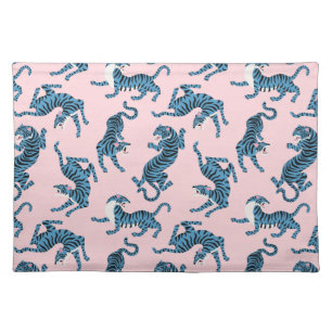 Blue Tiger Asian Pattern Cloth Placemat