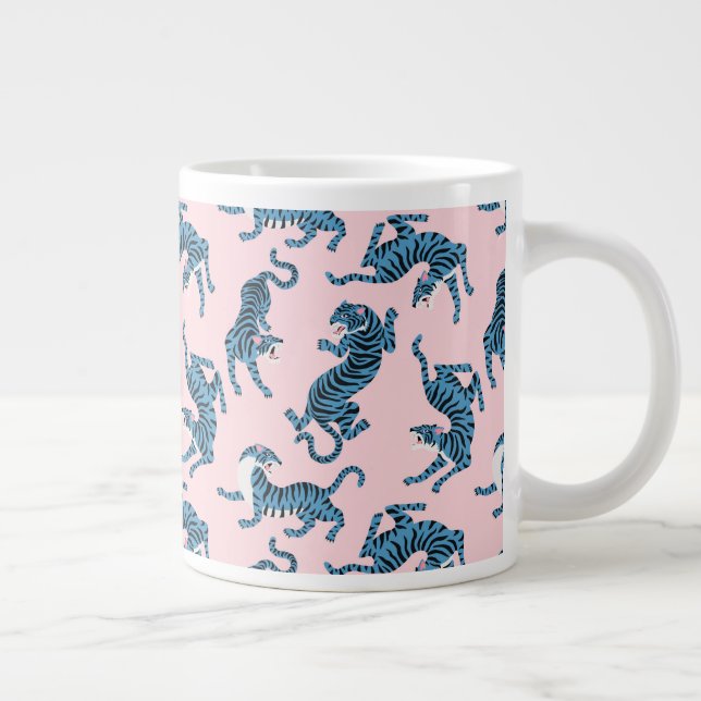 Blue Tiger Asian Pattern Giant Coffee Mug (Right)
