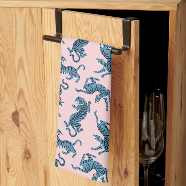 Blue Tiger Asian Pattern Kitchen Towel (Thirds Fold)