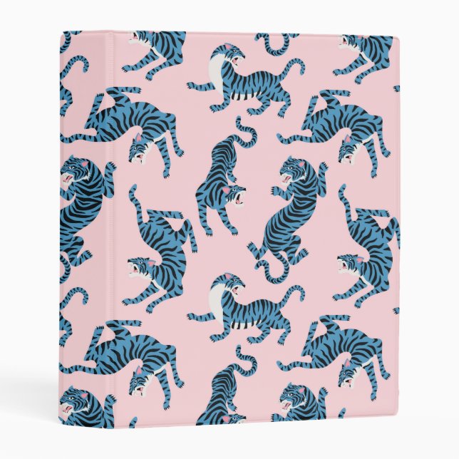 Blue Tiger Asian Pattern Mini Binder (Front/Spine)