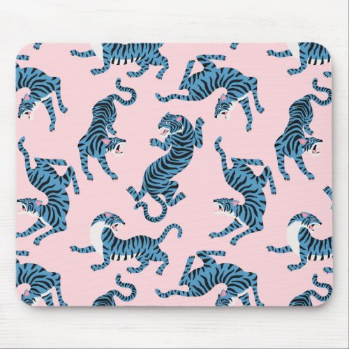 Blue Tiger Asian Pattern Mouse Pad