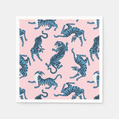 Blue Tiger Asian Pattern Napkins