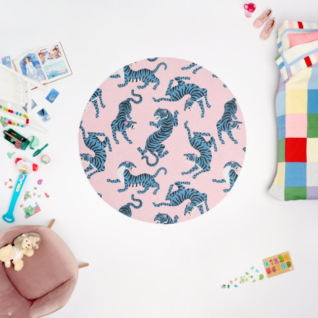 Blue Tiger Asian Pattern Outdoor Rug (Insitu (Babyroom))