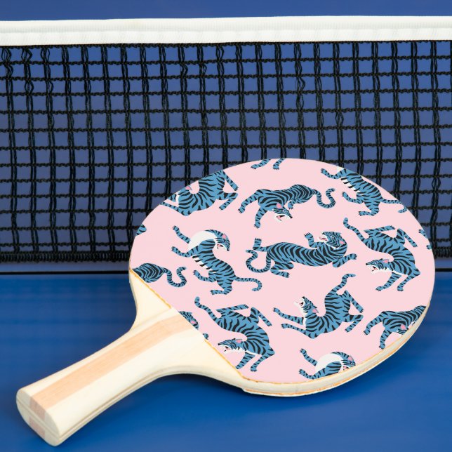 Blue Tiger Asian Pattern Ping Pong Paddle (Insitu)