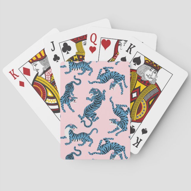 Blue Tiger Asian Pattern Poker Cards (Back)