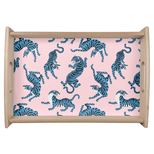 Blue Tiger Asian Pattern Serving Tray (Front)