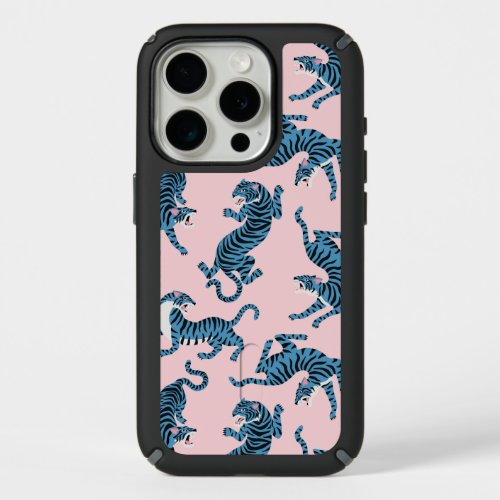 Blue Tiger Asian Pattern iPhone 15 Pro Case