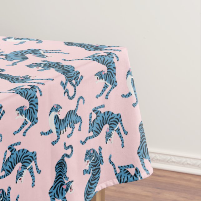 Blue Tiger Asian Pattern Tablecloth (In Situ)