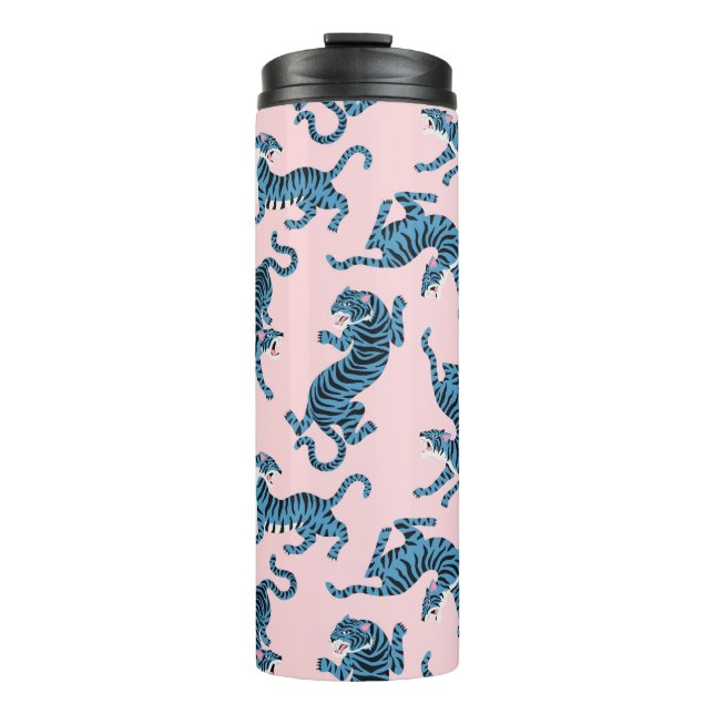 Blue Tiger Asian Pattern Thermal Tumbler (Front)