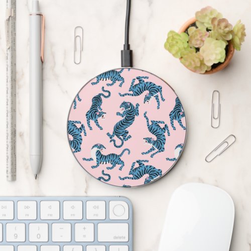 Blue Tiger Asian Pattern Wireless Charger