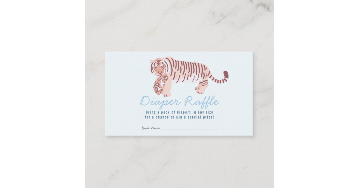 Blue Tiger Boy Baby Shower Diaper Raffle Ticket Enclosure Card