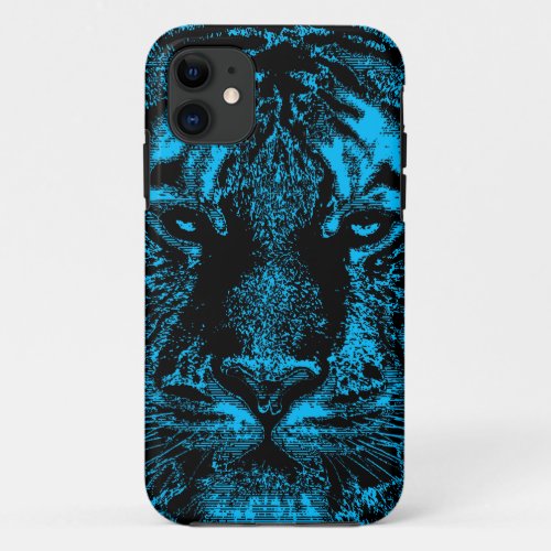 Blue Tiger Face iPhone 11 Case