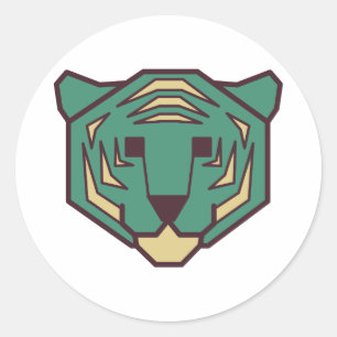 Blue Tiger Head Classic Round Sticker