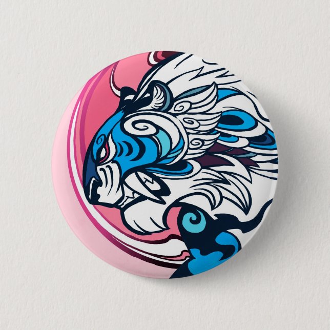 Blue Tiger Pinback Button (Front)