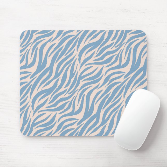 Blue Tiger Stripes Animal Pattern Mouse Pad (With Mouse)