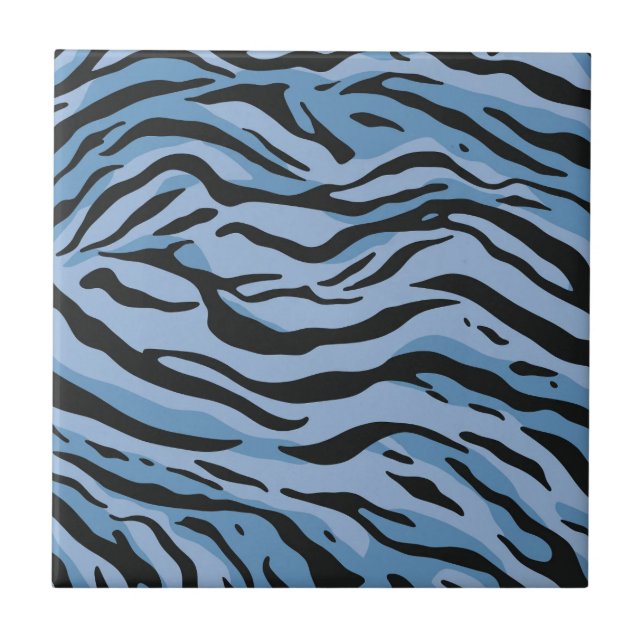 Blue Tiger Stripes Ceramic Tile (Front)