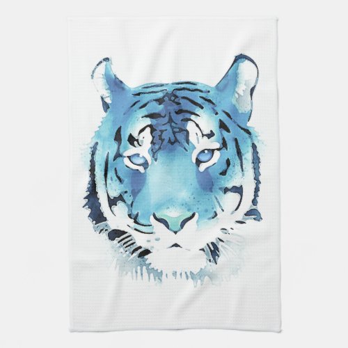 Blue Tiger Watercolor Animal Kitchen Towel