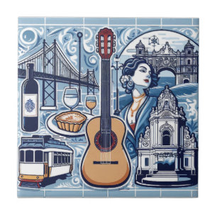 Blue tile about Lisbon and Portuguese culture