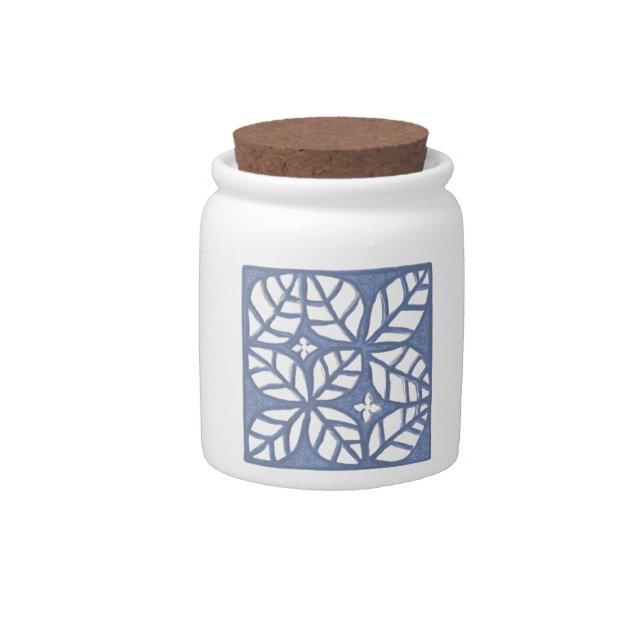 Blue tile Candy dish treat canister (Front)