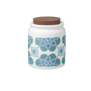 Blue tile Candy dish treat canister