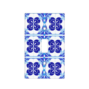 Blue Tile Design Decorative Light Switch Cover