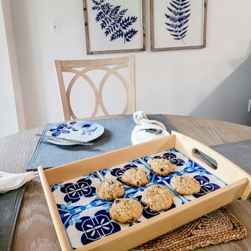 Blue Tile Design Serving Tray