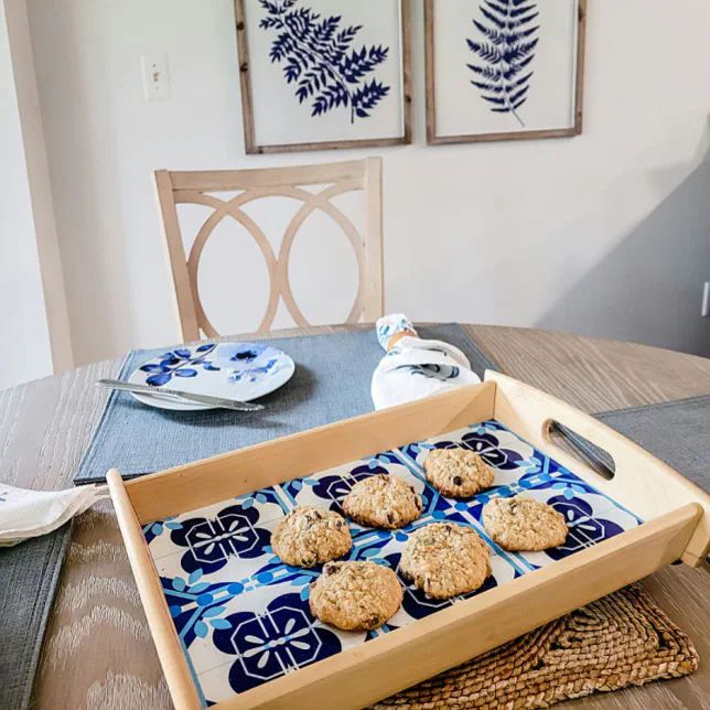 Blue Tile Design Serving Tray