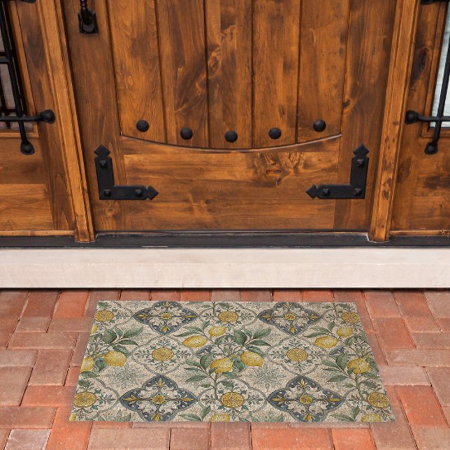 Blue Tile French Country Lemon Pattern Fiber Doormat (Creator Uploaded)