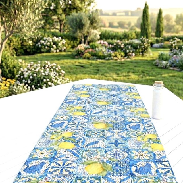 Blue Tile French Country Lemon Pattern  Yoga Mat (Creator Uploaded)