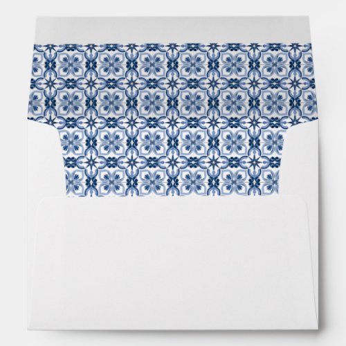 Blue Tile Italian Lemon Wedding Bridal Shower Envelope