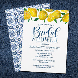 Blue Tile Italian Lemon Wedding Invitation