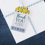 Blue Tile Italian Lemon Wedding Thank You Gift Tag<br><div class="desc">A beautiful lemon bridal shower invitation with lemons and blue and white Italian Mediterranean tile. Personalize it for your bridal shower. Designed for you by blackberry Boulevard.</div>