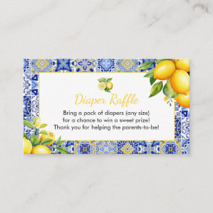 Blue Tile Lemon Diaper Raffle Enclosure Card