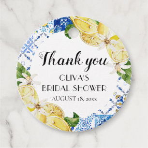 Blue Tile Lemon Italian Bridal Shower Favor Tag