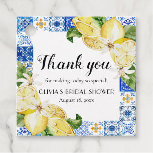 Blue Tile Lemon Italian Bridal Shower Favor Tag