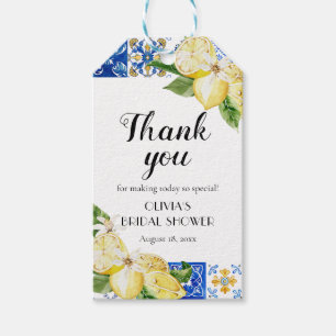 Blue Tile Lemon Italian Bridal Shower Favor Tag