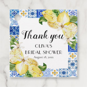 Blue Tile Lemon Italian Bridal Shower Stickers Favor Tags