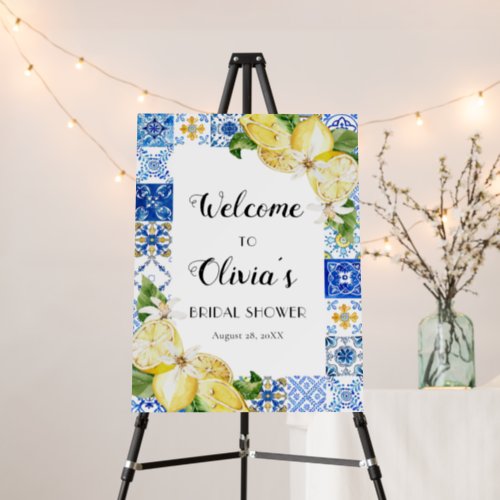 Blue Tile Lemon Italian Bridal Shower Welcome Sign