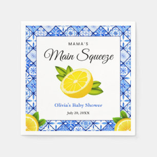 Blue Tile Lemon Mama's Main Squeeze Baby Shower Napkins
