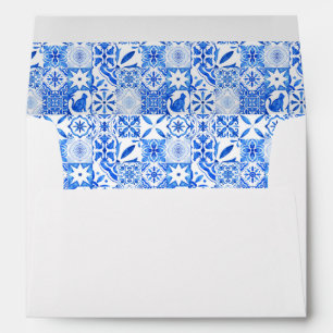Blue tile Lemon wedding Italian party theme Envelope