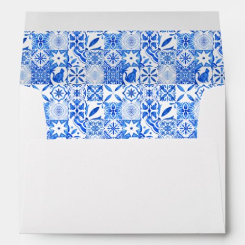 Blue tile Lemon wedding Italian party theme  Envelope