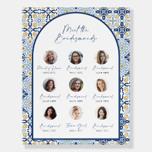 Blue Tile Meet the Bridesmaids Bridal Shower Photo Foam Board
