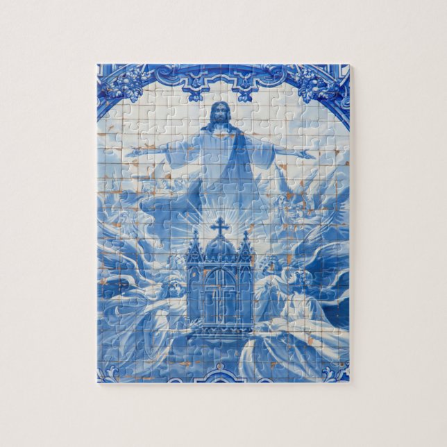 Blue tile mosaic of jesus, Portugal Jigsaw Puzzle (Vertical)