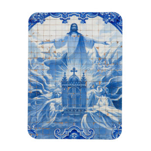 Blue tile mosaic of jesus, Portugal Magnet