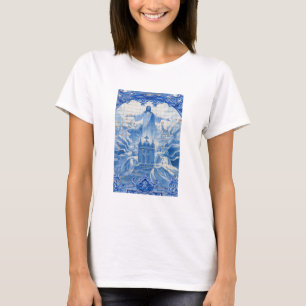 Blue tile mosaic of jesus, Portugal T-Shirt