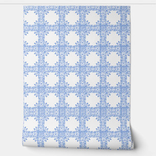 Blue Tile Ornamental Wallpaper