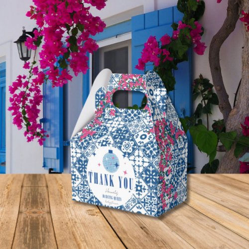 Blue Tile Santorini Greek Spanish Baby shower Favor Boxes